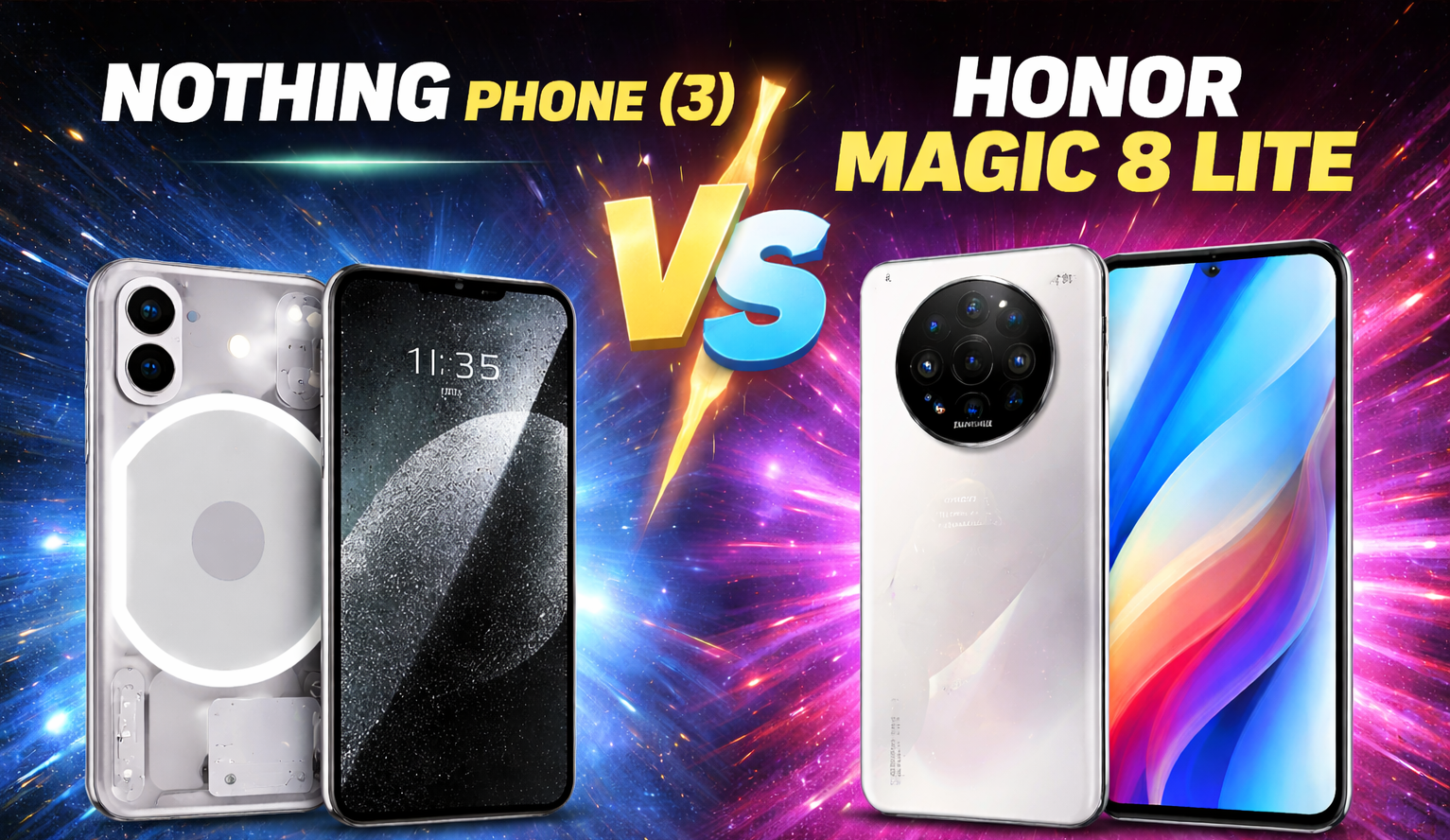 comparaison des smartphones nothing vs honor